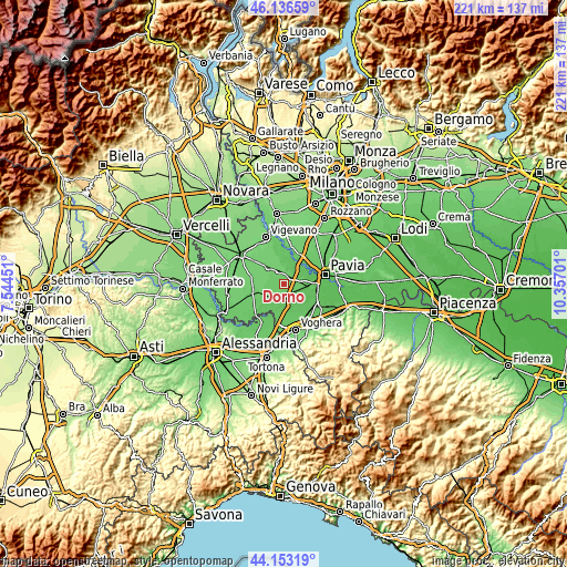 Topographic map of Dorno