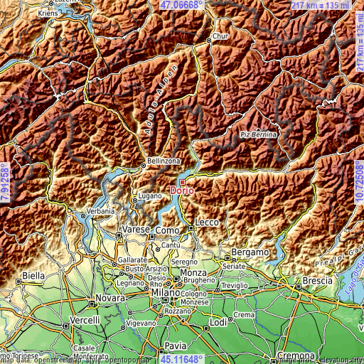 Topographic map of Dorio