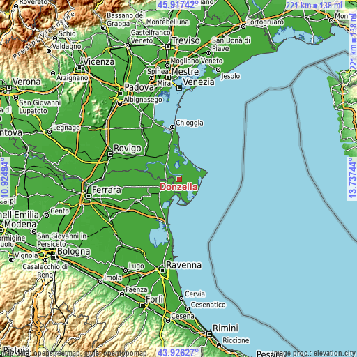 Topographic map of Donzella