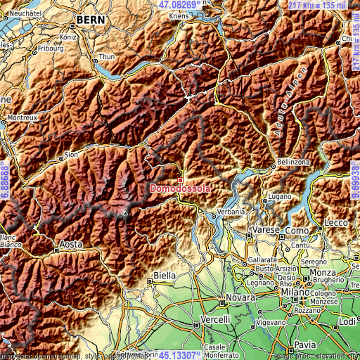 Topographic map of Domodossola