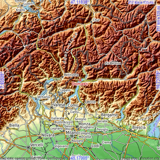 Topographic map of Domaso