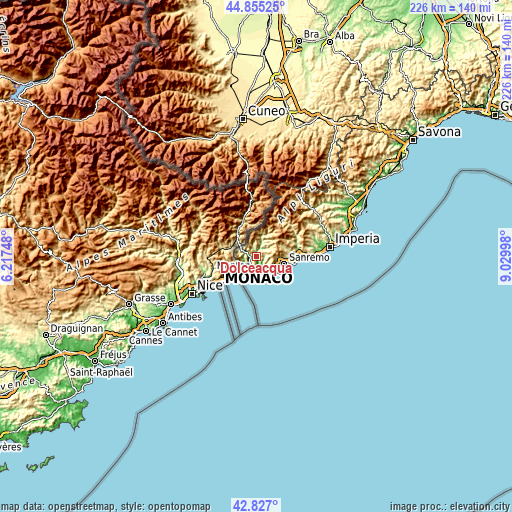 Topographic map of Dolceacqua