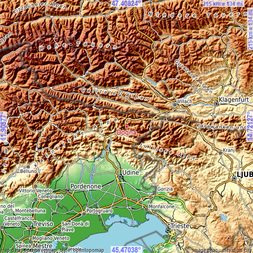 Topographic map of Dogna