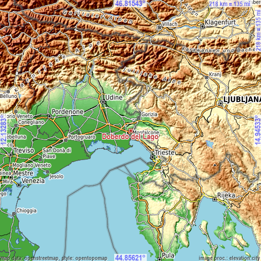 Topographic map of Doberdò del Lago