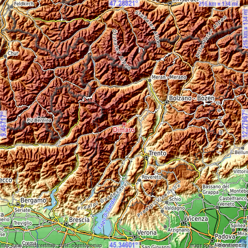 Topographic map of Dimaro