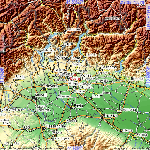 Topographic map of Desio