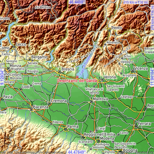 Topographic map of Desenzano del Garda