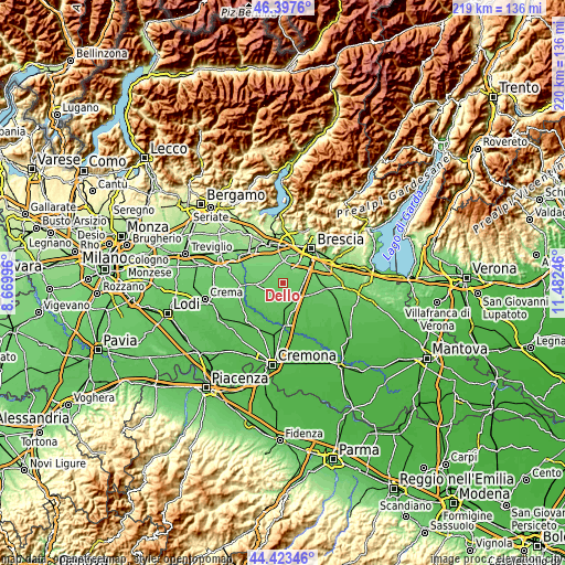 Topographic map of Dello