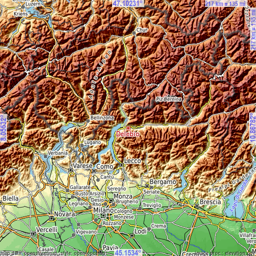 Topographic map of Delebio