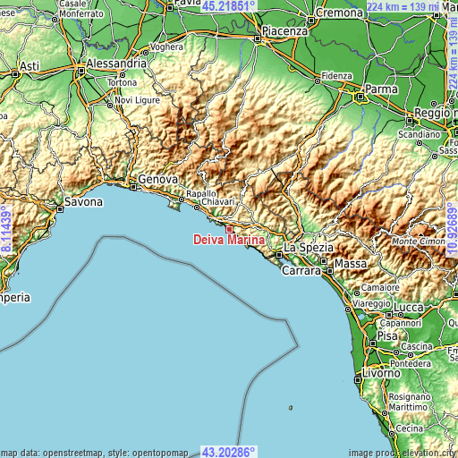 Topographic map of Deiva Marina