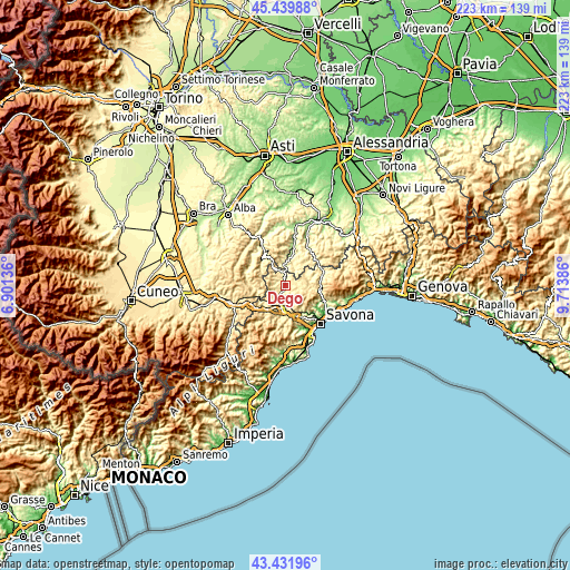 Topographic map of Dego