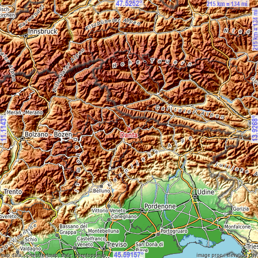 Topographic map of Danta