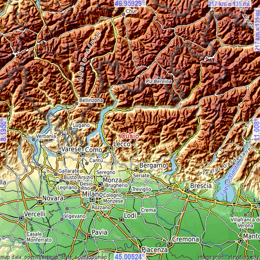 Topographic map of Cusio