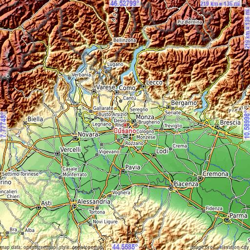 Topographic map of Cusano