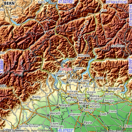 Topographic map of Curiglia