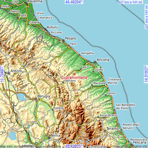 Topographic map of Cupramontana