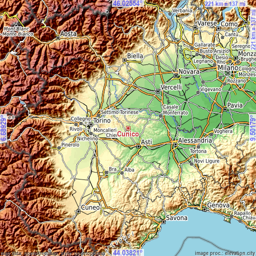 Topographic map of Cunico