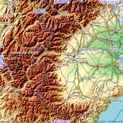 Topographic map of Cumiana