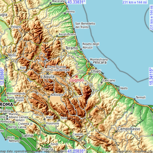 Topographic map of Cugnoli