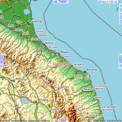Topographic map of Cuccurano
