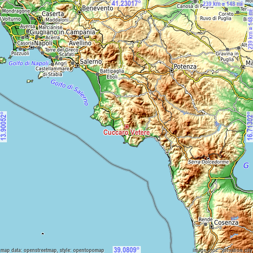 Topographic map of Cuccaro Vetere