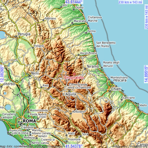 Topographic map of Crognaleto