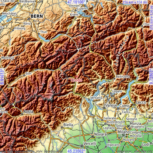 Topographic map of Crodo