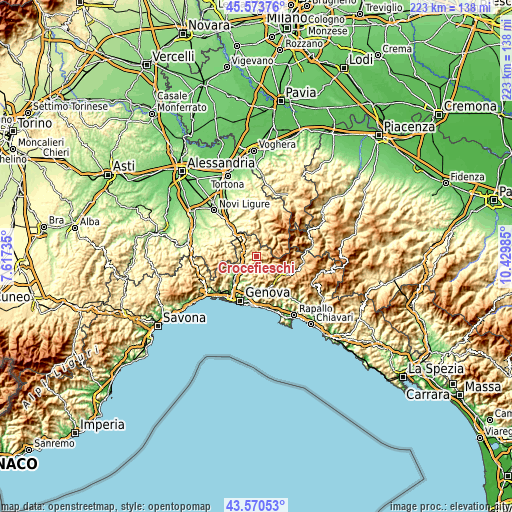 Topographic map of Crocefieschi