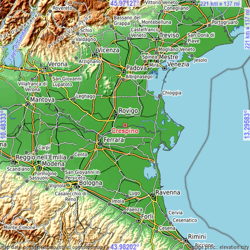 Topographic map of Crespino