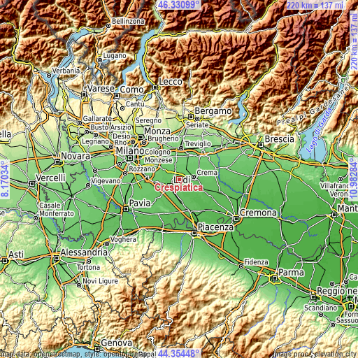 Topographic map of Crespiatica