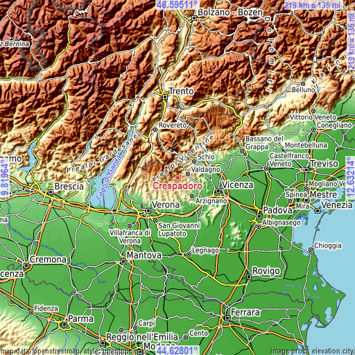 Topographic map of Crespadoro