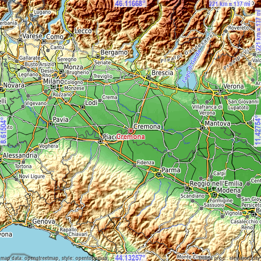 Topographic map of Cremona