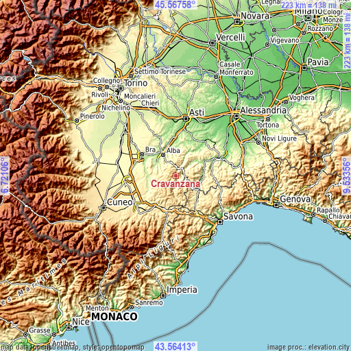 Topographic map of Cravanzana