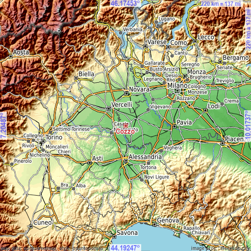 Topographic map of Cozzo