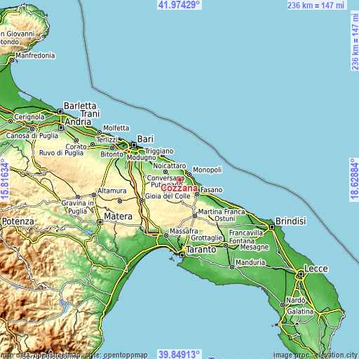 Topographic map of Cozzana