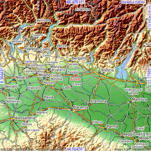 Topographic map of Covo