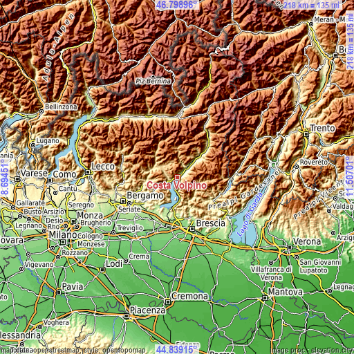 Topographic map of Costa Volpino