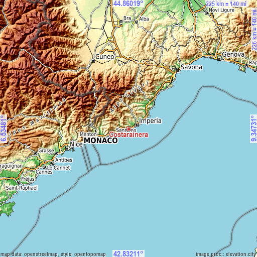 Topographic map of Costarainera