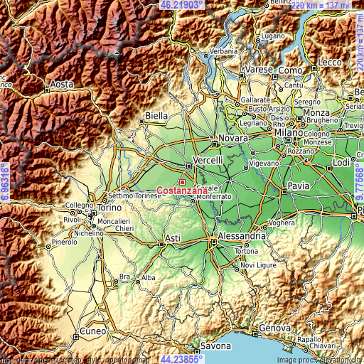 Topographic map of Costanzana