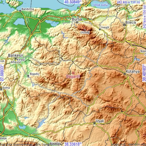 Topographic map of Dağardı