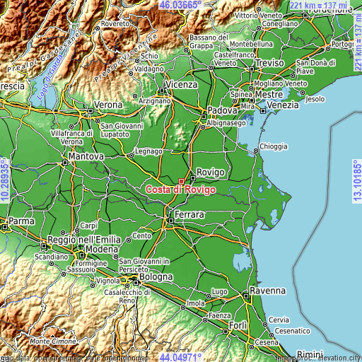 Topographic map of Costa di Rovigo