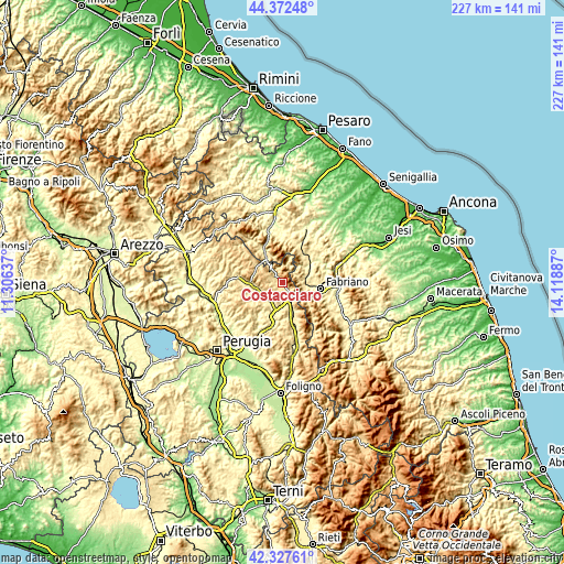 Topographic map of Costacciaro