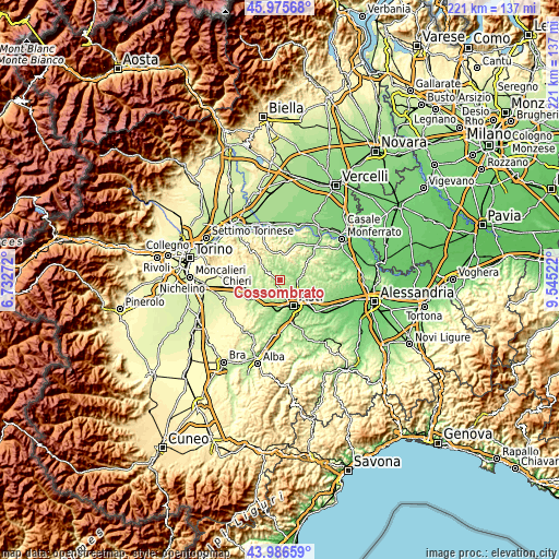 Topographic map of Cossombrato