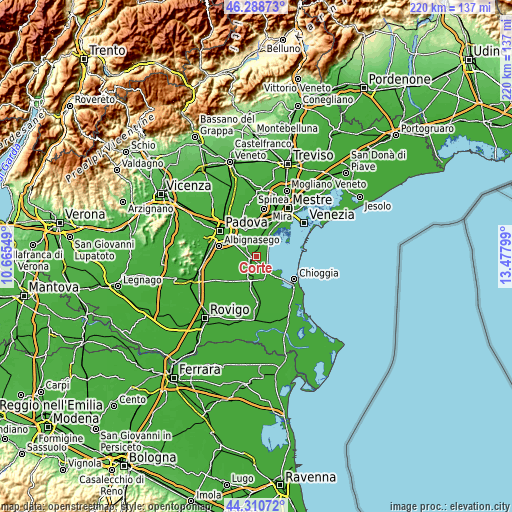 Topographic map of Corte