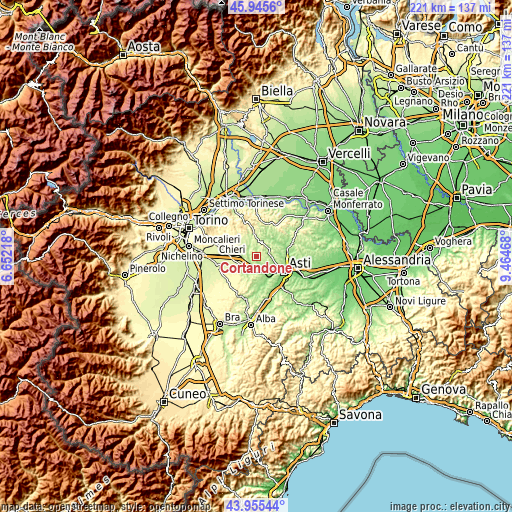 Topographic map of Cortandone