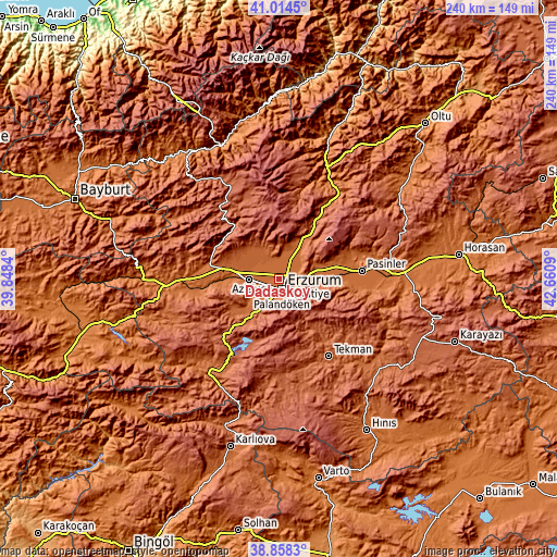Topographic map of Dadaşköy