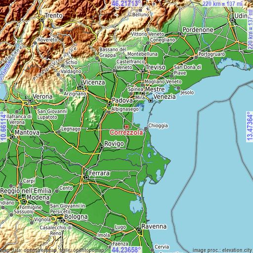 Topographic map of Correzzola