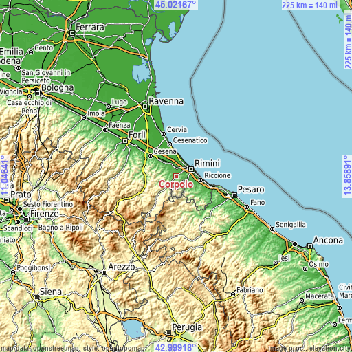 Topographic map of Corpolò