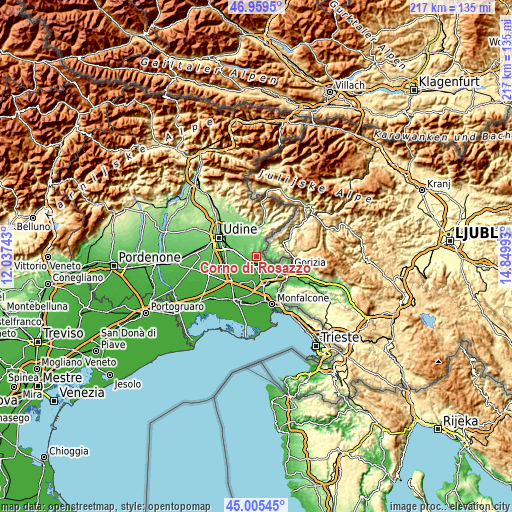 Topographic map of Corno di Rosazzo