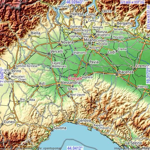 Topographic map of Cornale